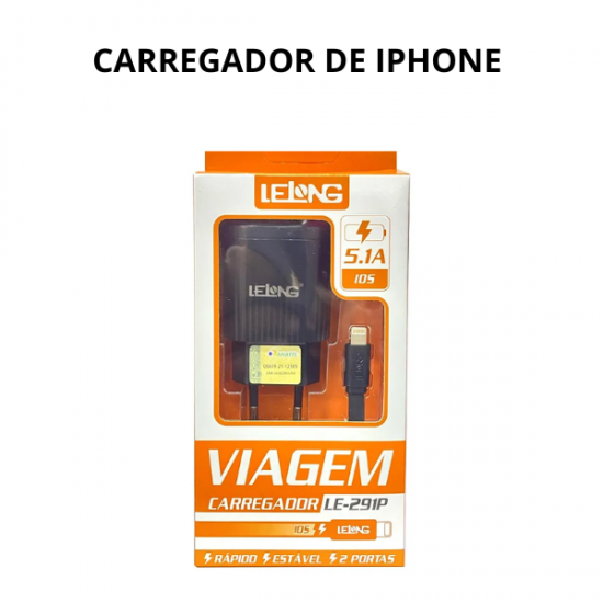 CARREGADOR DE IPHONE 5.1A LELONG LE-291P