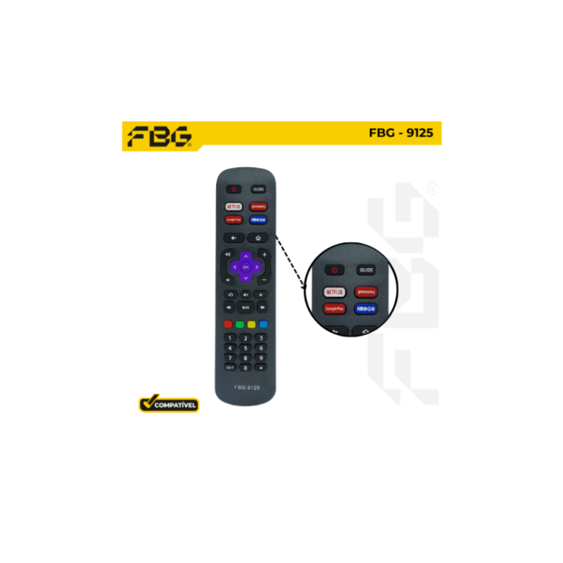 Controle Remoto Smart Compatível C/ Philco Roku Modelo FBG-9125
