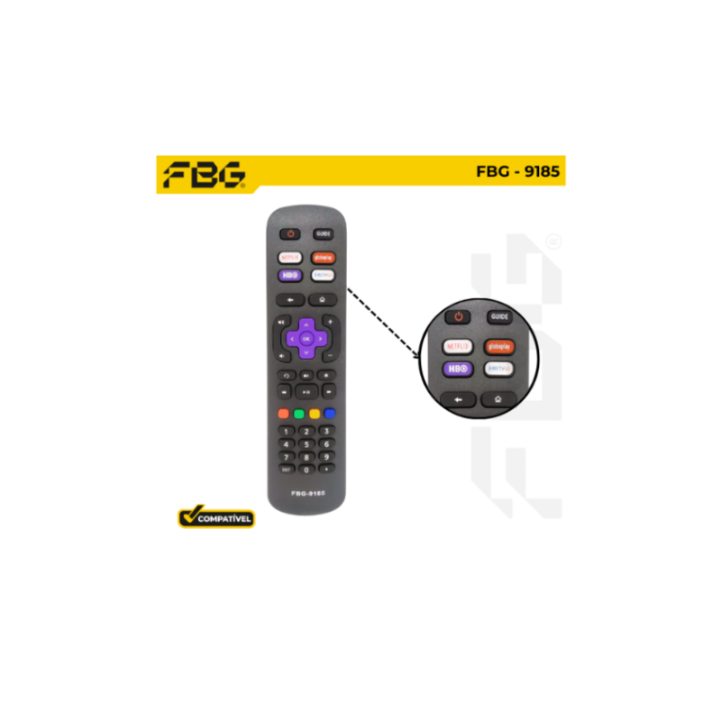 Controle Remoto Smart   CompatívelC/Semp Modelo FBG-9185