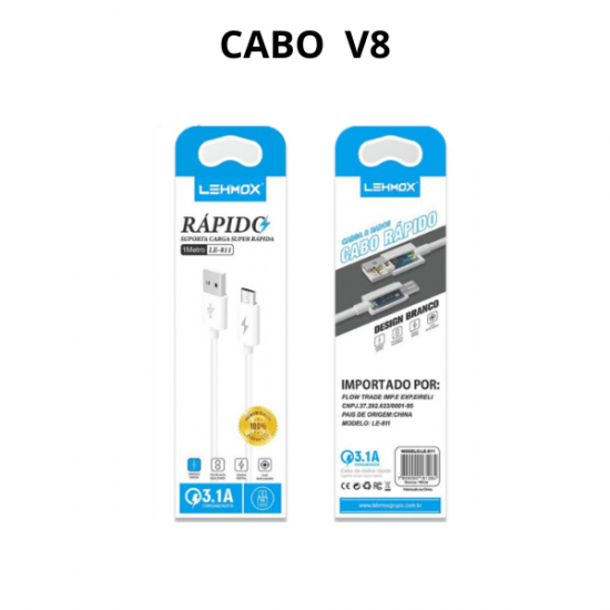 CABO  V8 PARA CARREGAMENTO 3.1A 1 METRO LE-811