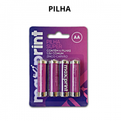 KIT 4 PILHAS  MAXPRINT AA 1.5V COMUM ZINCO CARVÃO 756449