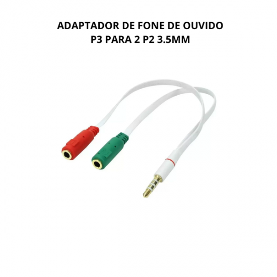 ADAPTADOR DE FONE DE OUVIDO P3 PARA 2 P2 3.5MM