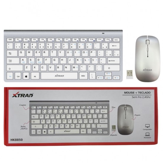 Kit Teclado e Mouse Sem fio para PC Notebook 2.4GHz HK8850