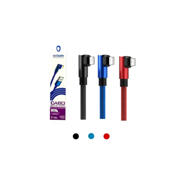 Cabo USB DE Dados Lightning 90° Trançado 1 M Exbom CBX-U2C11IP