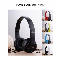 Fone De Ouvido Headphone Sem Fio Bluetooth P47 Micro SD FM Preto